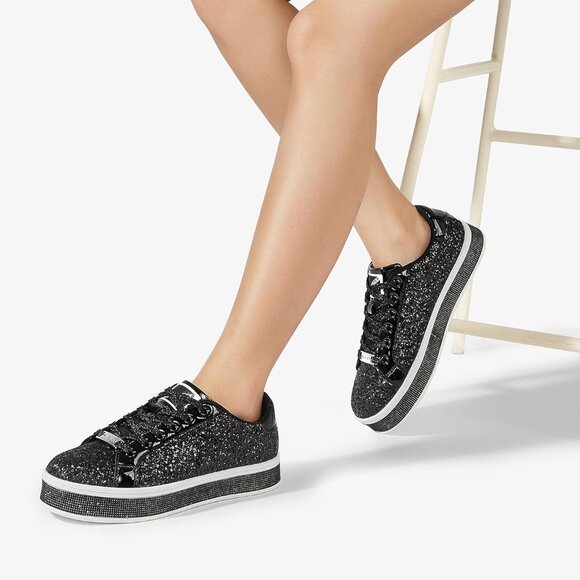 Women's Glitter Platform Sneakers Bling Dressy Birthday Party Shoes - Picture 8 of 9